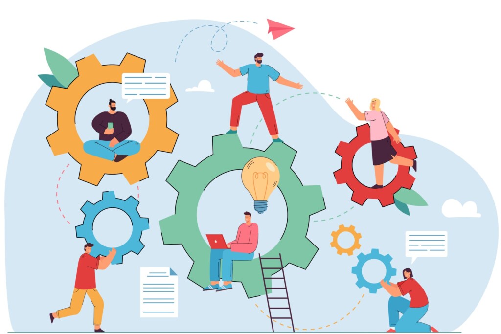 Teamwork and engineering vector illustration Teamwork and engineering vector illustration